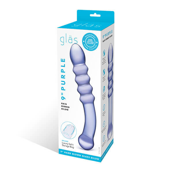 Skleněné dildo - Purple Rain Ribbed