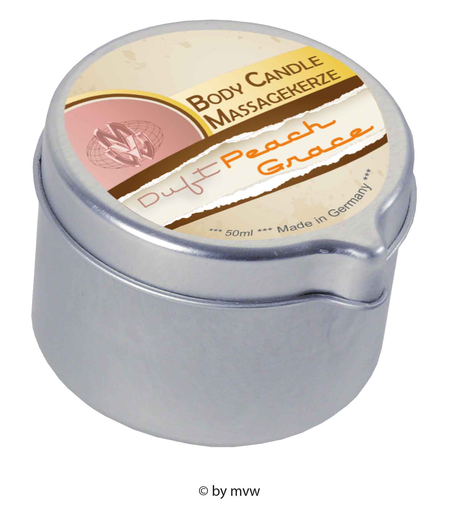 Masážní svíčka s erotickým olejovým voskem - 50ml - peach grace